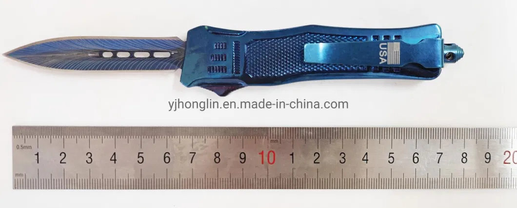 Double Blade Folding Titanium Outdoor Auto-Otf Automatic Knife Camping Tactical Survival Knife